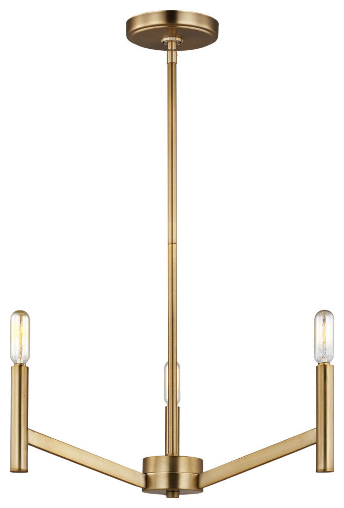 Vector 3-Light Chandelier, Satin Brass