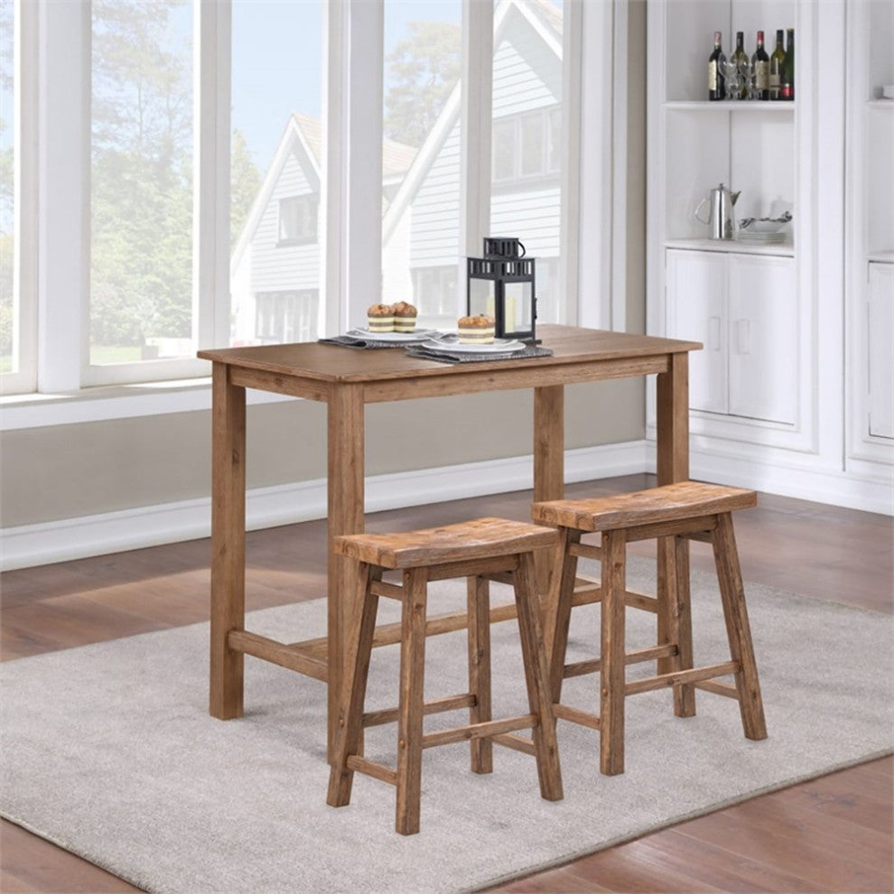 Boraam Sonoma Backless Wood Counter Stools - Set of 2 - Barnwood Wire-Brush