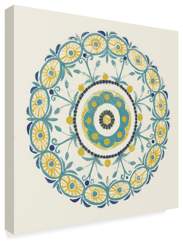 "Lakai Circle I Blue and Yellow" by Kathrine Lovell, Canvas Art, 18"x18"