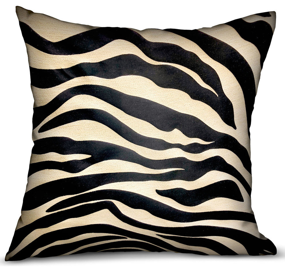 Black Zebra Black Animal Motif Luxury Throw Pillow Double Sided, 20"x26"