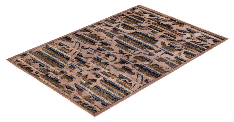 Eclectic, One-of-a-Kind Hand-Knotted Area Rug Beige, 4' 2 x 6' 0