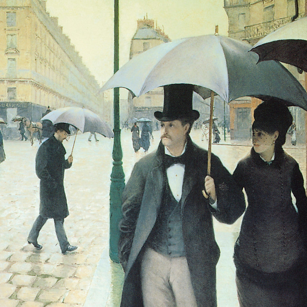 "Rue De Paris Wet Weather 1877" Stretched Canvas Replica, 17"x15"