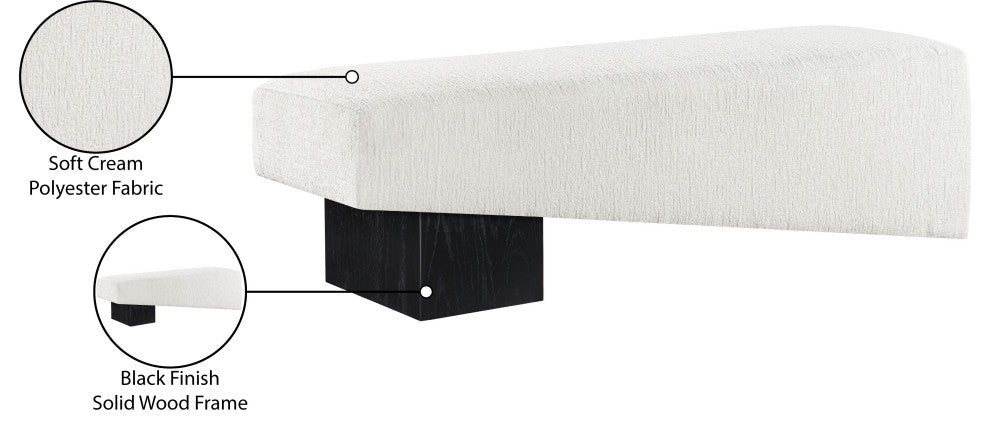 Alora Upholstered Bench, Cream, Black Finish