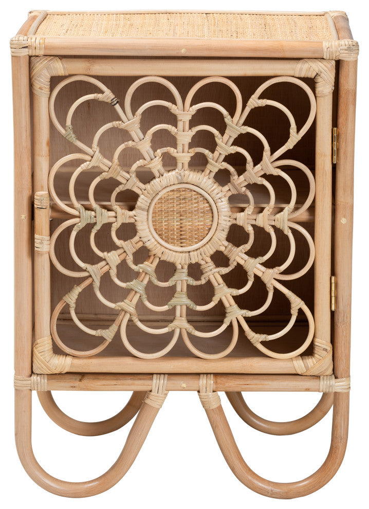 Acelin Modern Bohemian Natural Brown Rattan Nightstand