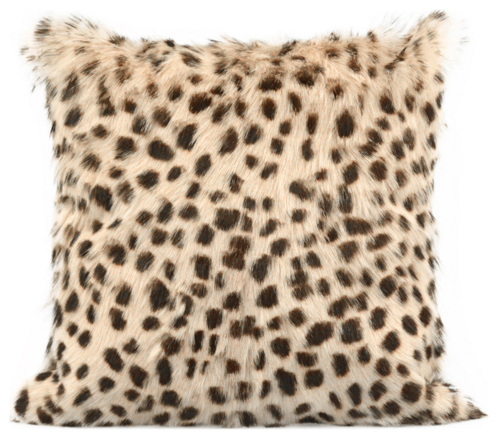 Contemporary Spotted Goat Fur Pillow Cream - White