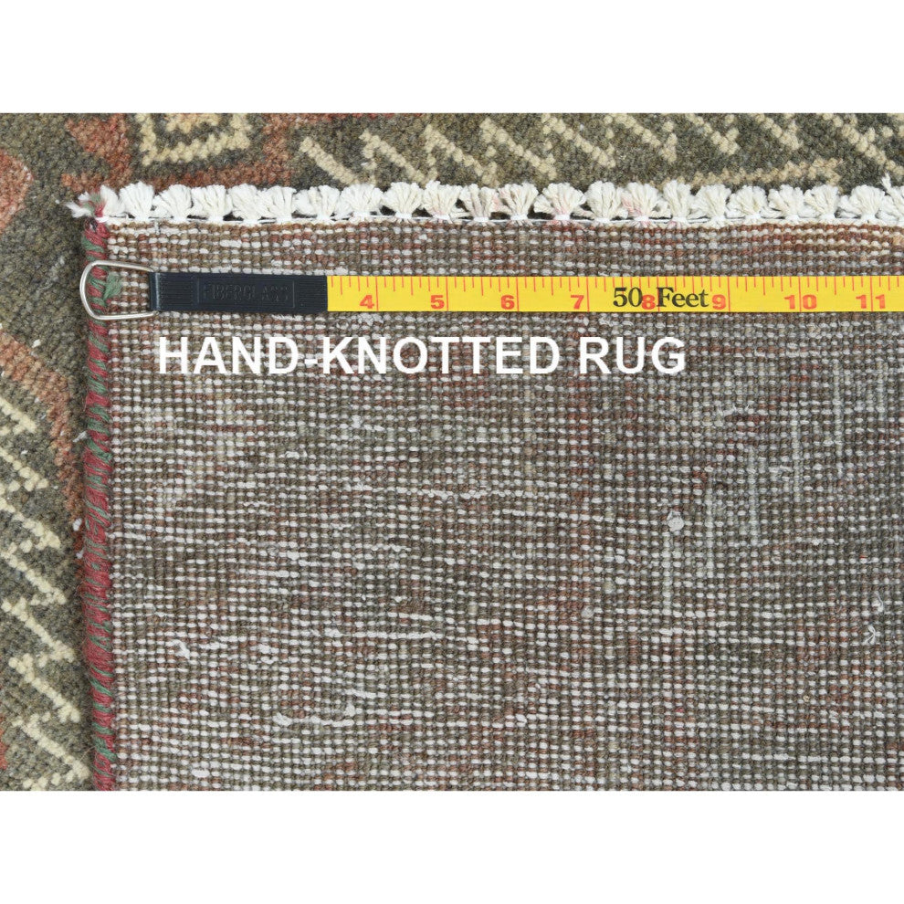 Umber Brown Vintage Persian Baluch Worn Wool Hand Knotted Oriental Rug 3'x5'5"