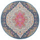 8" Round Blue and Pink Medallion Area Rug