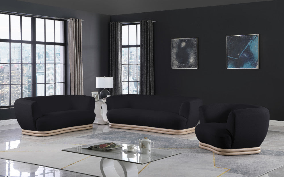 Kipton Boucle Fabric Upholstered Sofa, Black