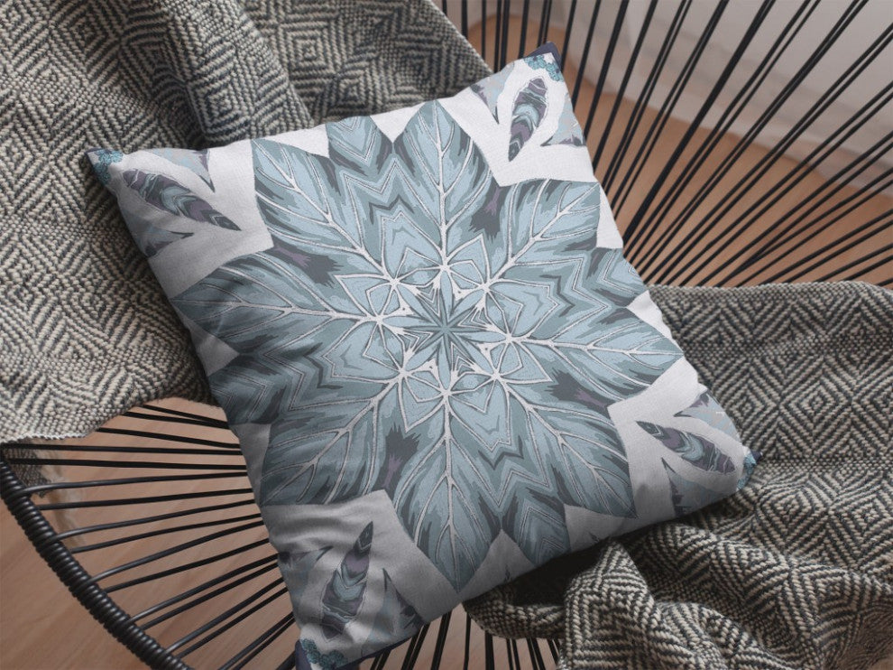 20" Blue Floral Forest Suede Throw Pillow