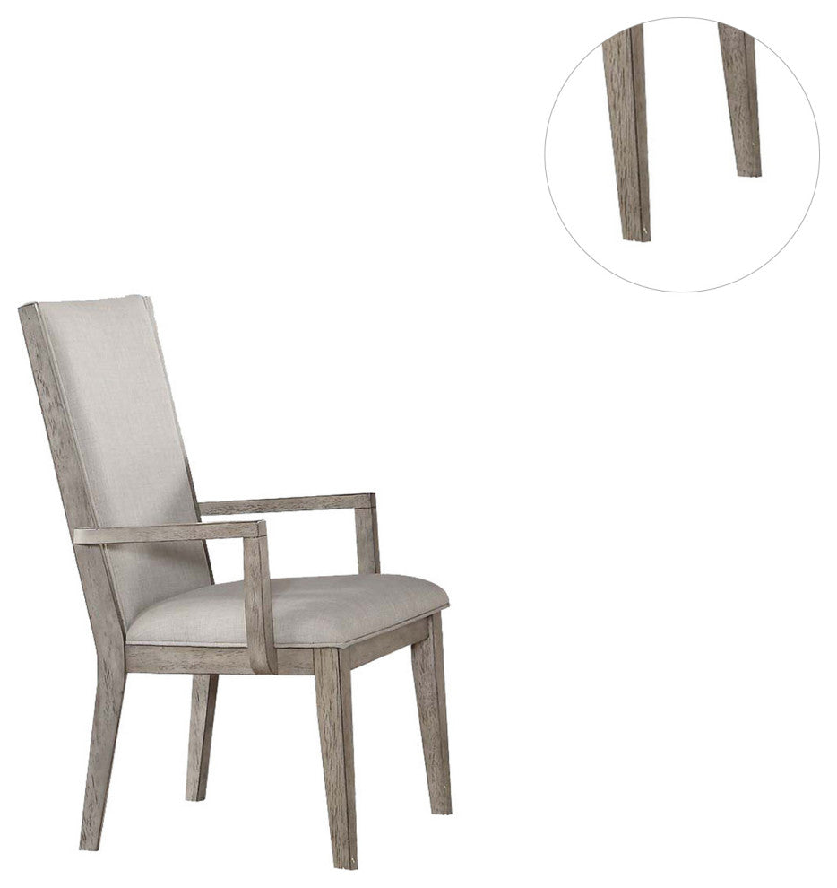Set of 2 Fabric Arm Chair, Gray Oak Finish