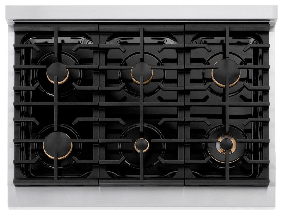 ZLINE 36, Autograph Gas Range, Stainless Steel With Matte Black, SGRZ-36-MB