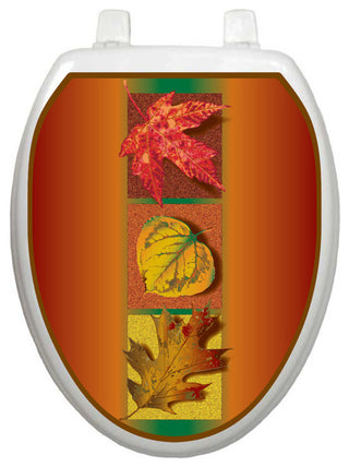 Autumn Leaves Toilet Tattoos Seat Cover, Vinyl Lid Decal, Fall Bathroom Decor, Elongated
