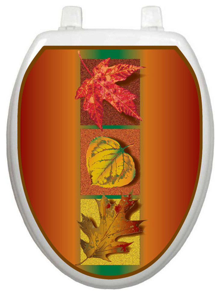 Autumn Leaves Toilet Tattoos Seat Cover, Vinyl Lid Decal, Fall Bathroom Decor, Elongated
