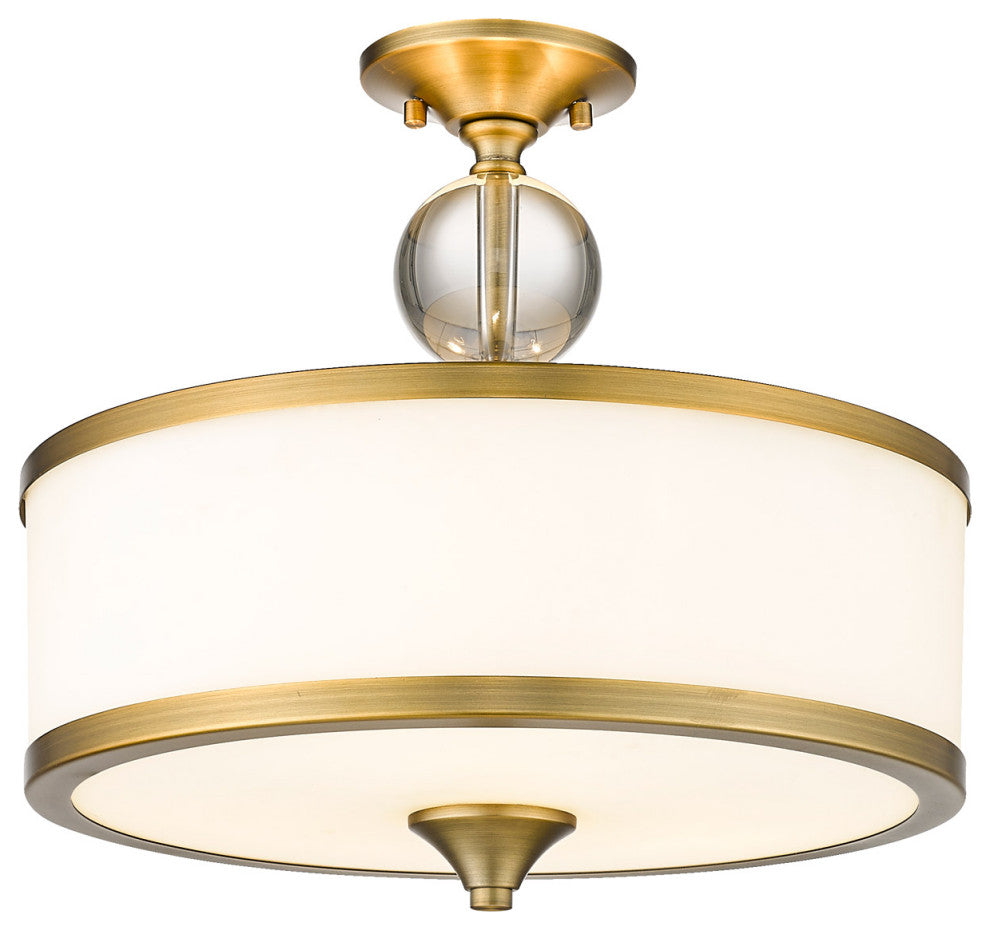 Zlite 307SF-HBR 3-Light Semi Flush Mount, Etched White