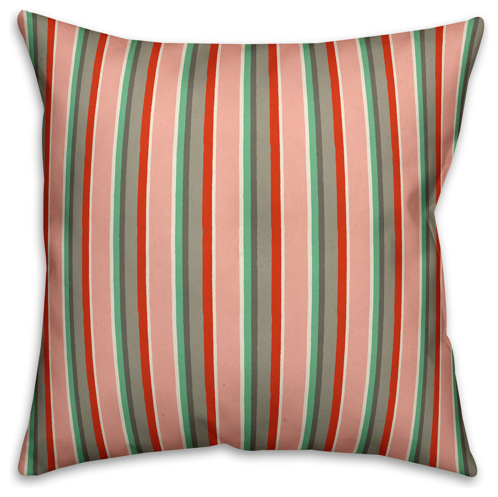 Stripes, Pink Outdoor Throw Pillow, 20"x20"