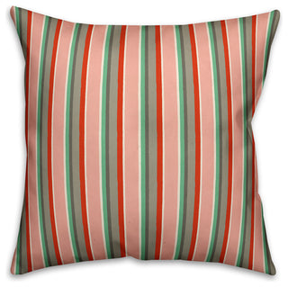 Stripes, Pink Outdoor Throw Pillow, 20"x20"