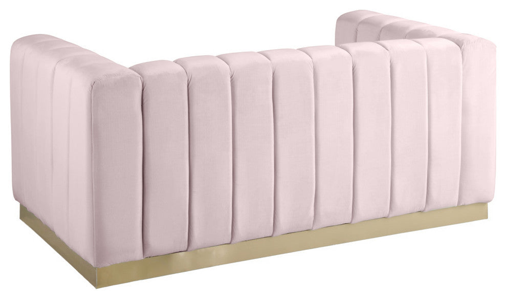 Marlon Velvet Upholstered Loveseat, Pink