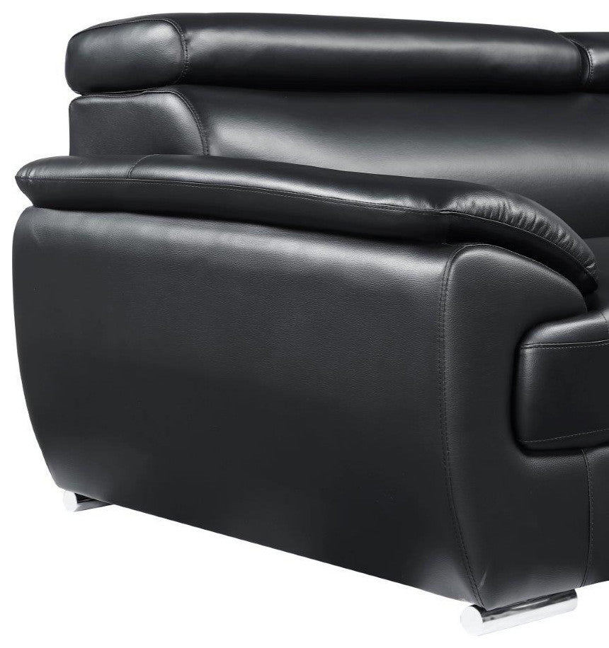 Nestore Premium Genuine Leather Match Sofa Black