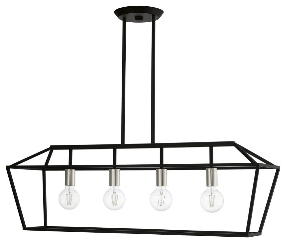 Devone 4 Light Black With Brushed Nickel Accents Linear Chandelier