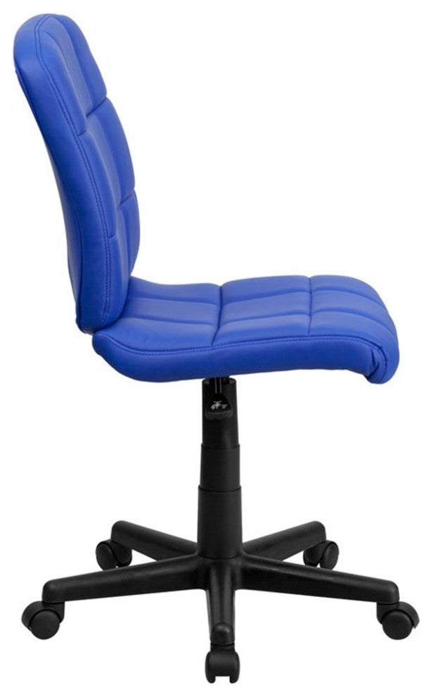 Pemberly Row Contemporary Mid Back Quilted Office Swivel Chair in Blue
