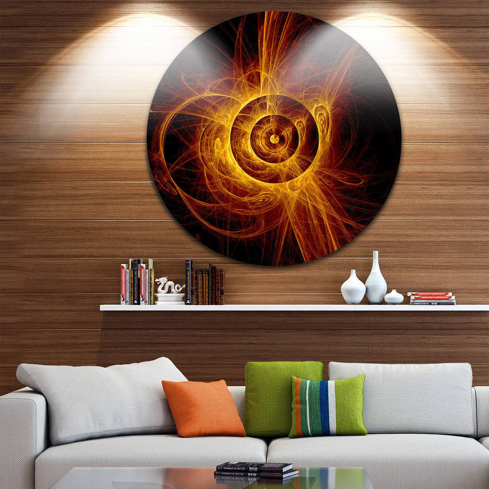 The Flashing Yellow Flame, Digital Art Round Wall Art, 36"