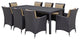 9 Piece Outdoor Dining Set, Faux Wicker Rattan, Mocha