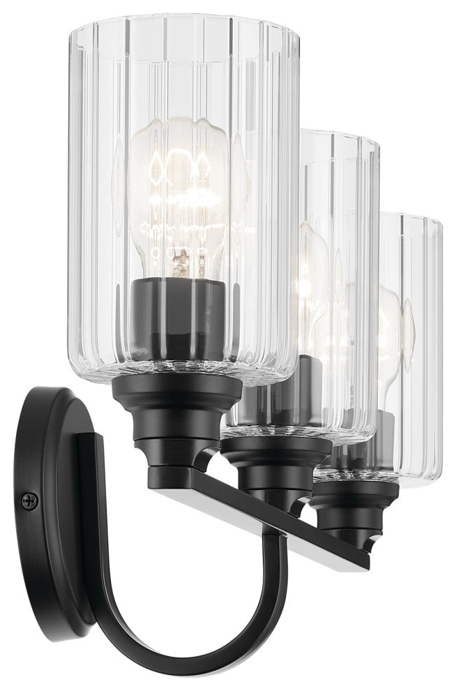 24.25" 3-Light Vanity Light With Clear Fluted Glass