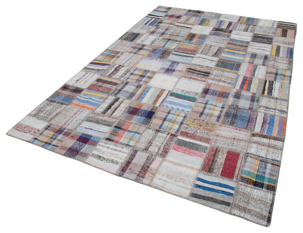 Rug N Carpet - Handmade Turkish 6' 5'' x 9' 9'' Contemporary Patchwork Kilim Rug