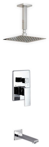 Brass Shower Set, 8" Ceiling Mount Square Rain Shower, Tub Filler
