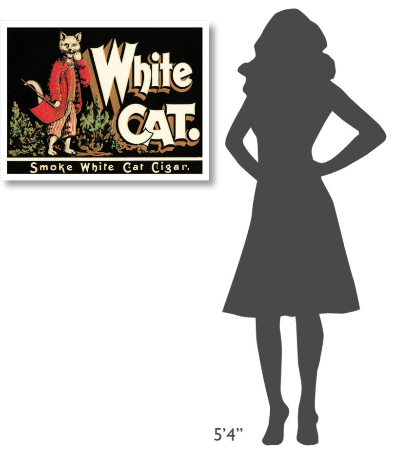 "White Cat Brand Cigars" Digital Paper Print by Vintage Booze Labels, 32"x25"