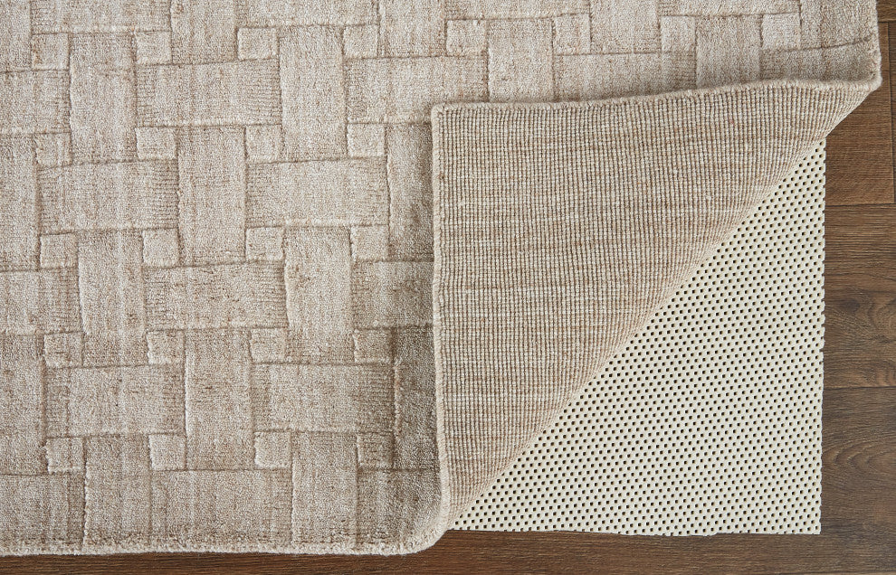 Weave & Wander Tatem Minimal Viscose Rug, Beige, 12' x 15' Rug