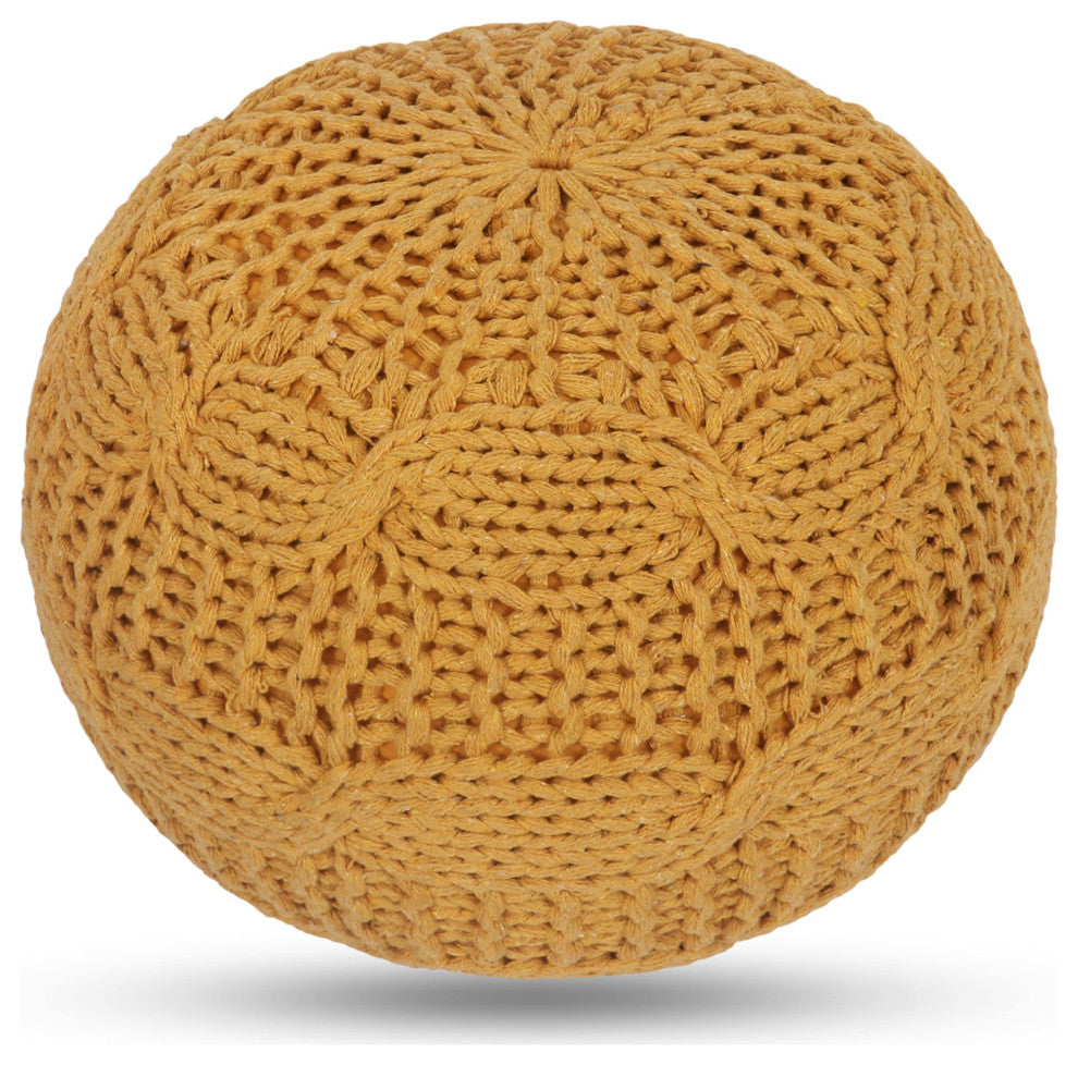 Alonna Cotton Yarn Pouf, Yellow