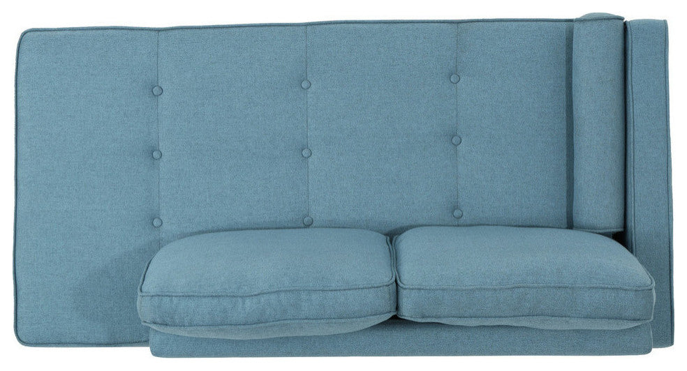 GDF Studio Phelps Modern Fabric Chaise Loveseat, Blue/Silver