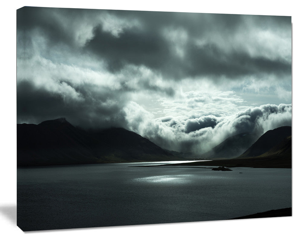 Stormy Iceland in the Summer, Seashore Canvas Art Print, 60"x28"