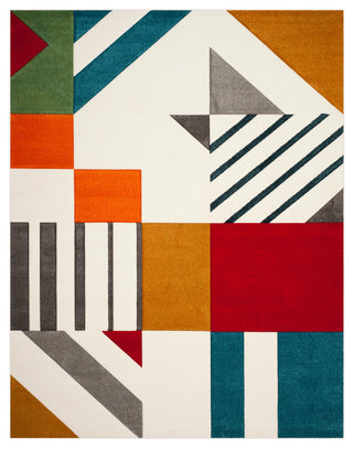 Safavieh Hollywood Collection HLW709 Rug, Ivory/Peacock Blue, 8'x10'