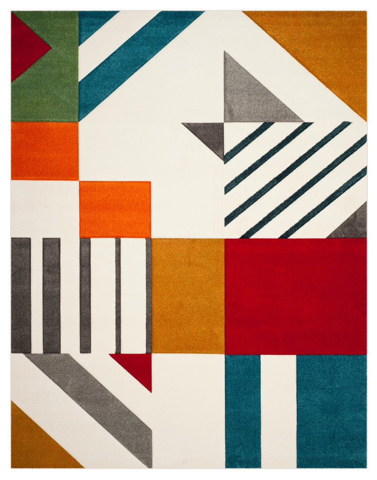 Safavieh Hollywood Collection HLW709 Rug, Ivory/Peacock Blue, 8'x10'