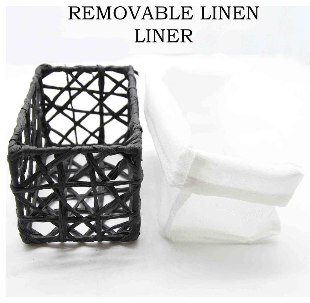 Paper Rope Storage Totes, 4-Piece Set, Black
