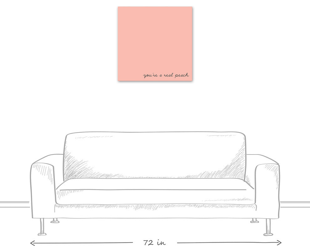 Youre A Peach Script Black Plain Canvas 24x24 Canvas Wall Art