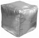 Square Moroccan Stuffed Pouf, Silver