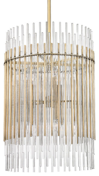 Wallis, 10 Light, Pendant, Aged Brass Finish, Clear Glass