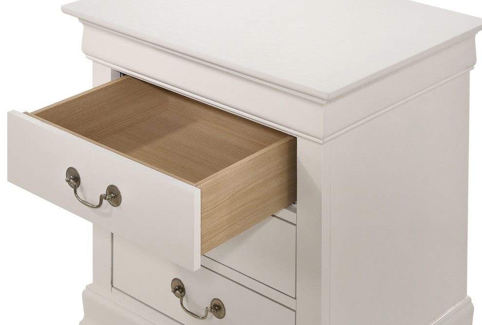 Louis Philippe 3-Drawer Nightstand (29 in. H x 21 in. W x 16 in. D), White
