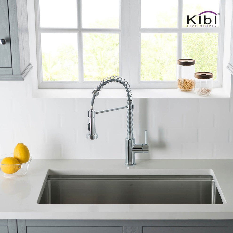 Aurora Single Handle Pull Down Kitchen Faucet, Chrome, W/O Soap Dispenser