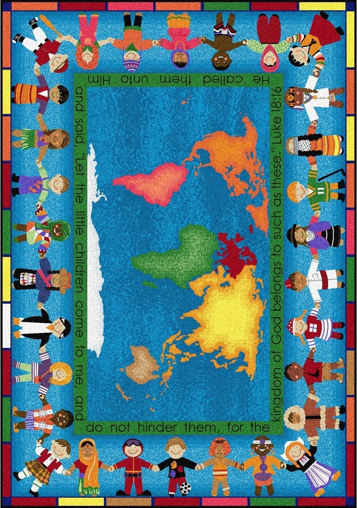 Kid Essentials Rug, Let the Children Come, 5'4"x7'8", Multicolored