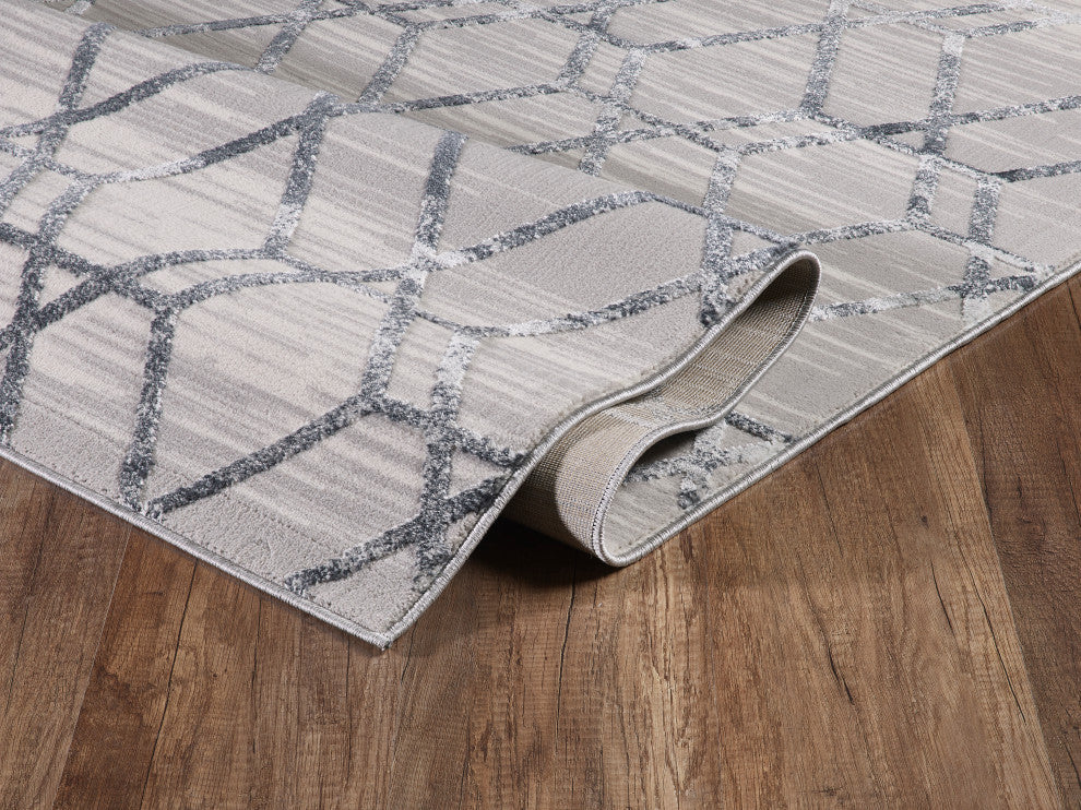 Abani Nova Nov120A Grey Silver Distressed Geometric Area Rug