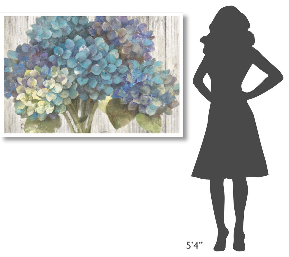 "Turquoise Hydrangea on Barn Board" Paper Print by Albena Hristova, 50"x34"