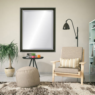 Pasadena Framed Rectangle Mirror, Matte Black, 19"x25"