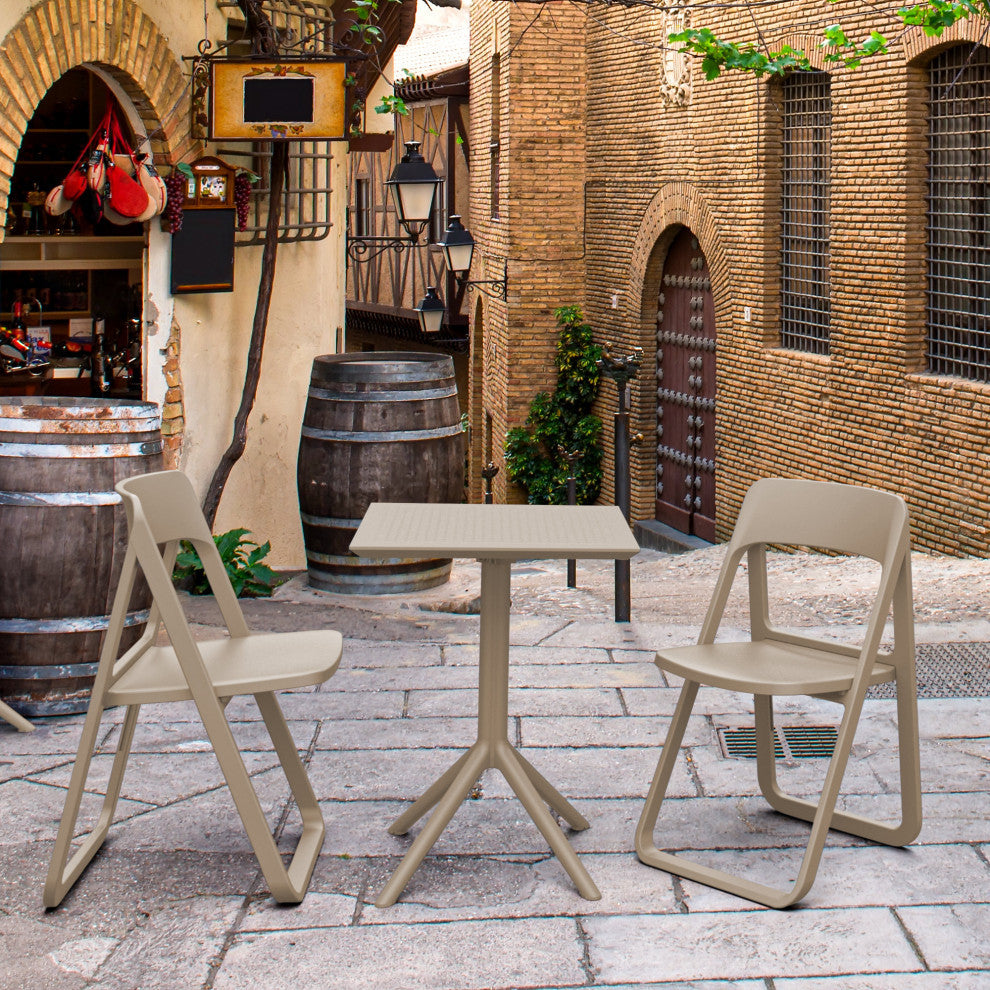 Dream Folding Outdoor Bistro Set With 2 Chairs Taupe