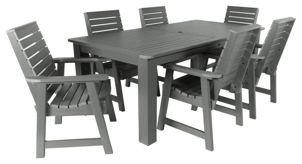 Glennville 7-Piece 42x84 Dining Set, Weathered Acorn, Coastal Teak