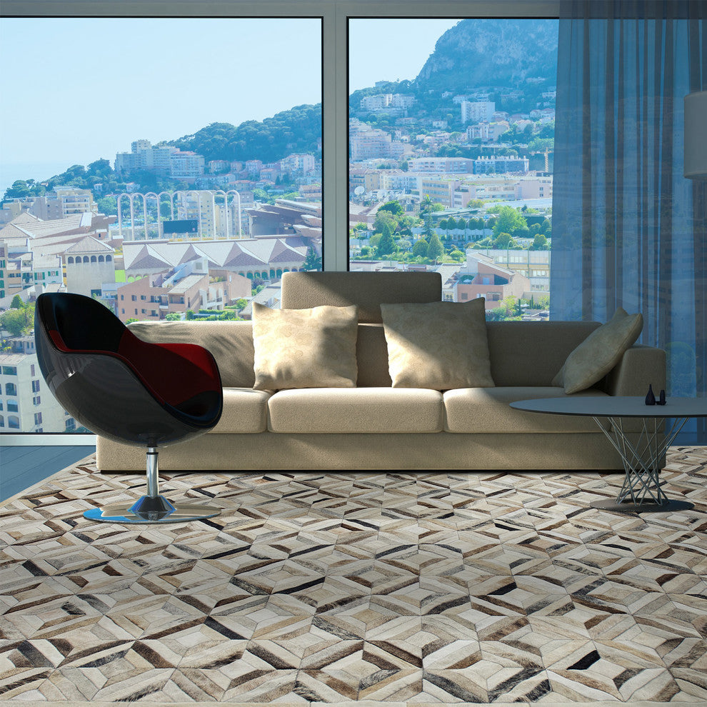 Cowhide Patchwork Rug, Pandora, Morph, 6' X 9'