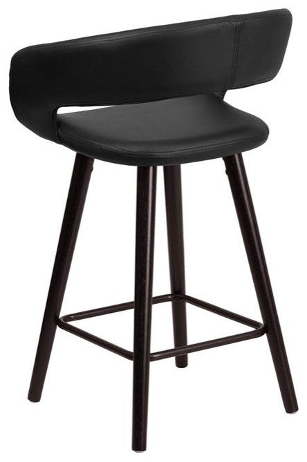 Brynn Series 24'' High Black Vinyl Counter Height Stool With Wood Frame